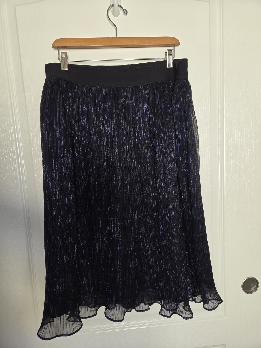 Lane Bryant Navy Metallic Pleated Midi Skirt